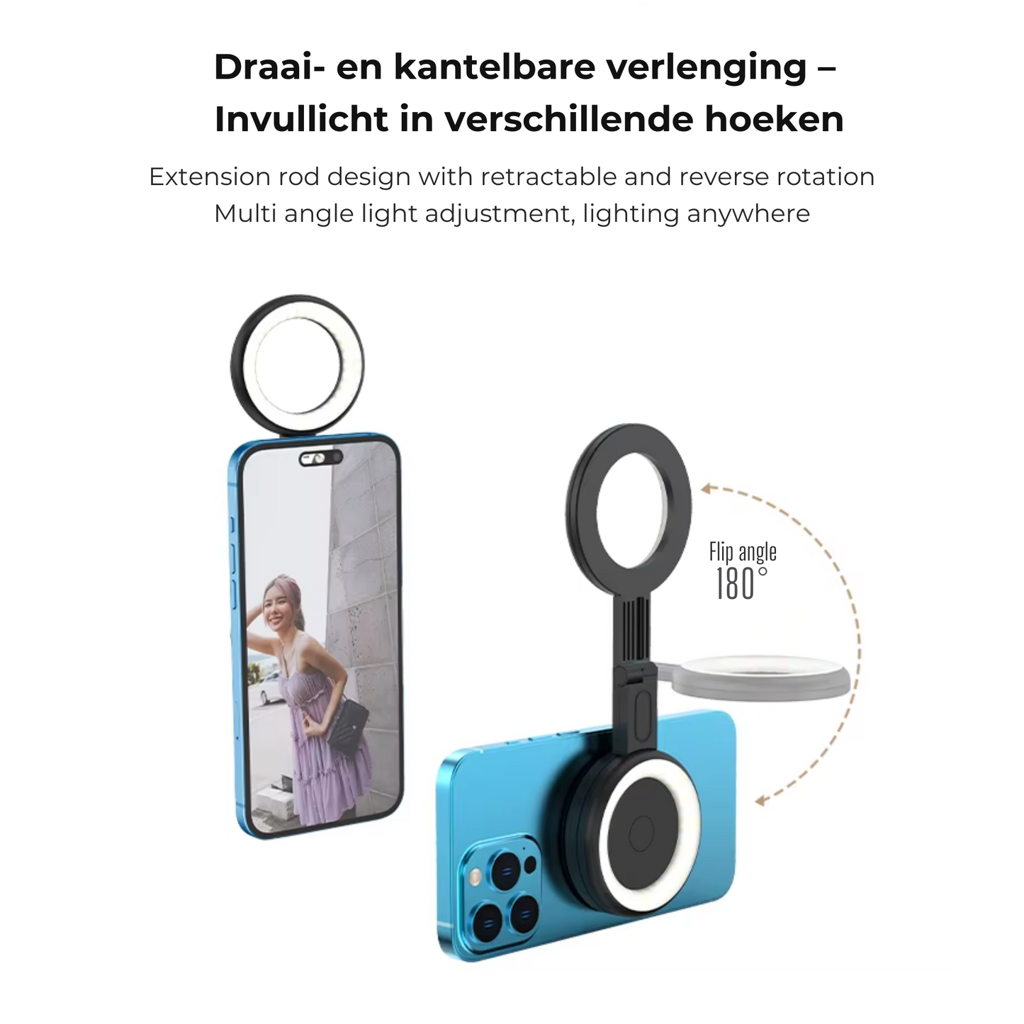 ✨ Draagbare Ring Light – Magnetisch, Opvouwbaar en Ideaal voor Content Creators Cadeau Tip ! 🎁