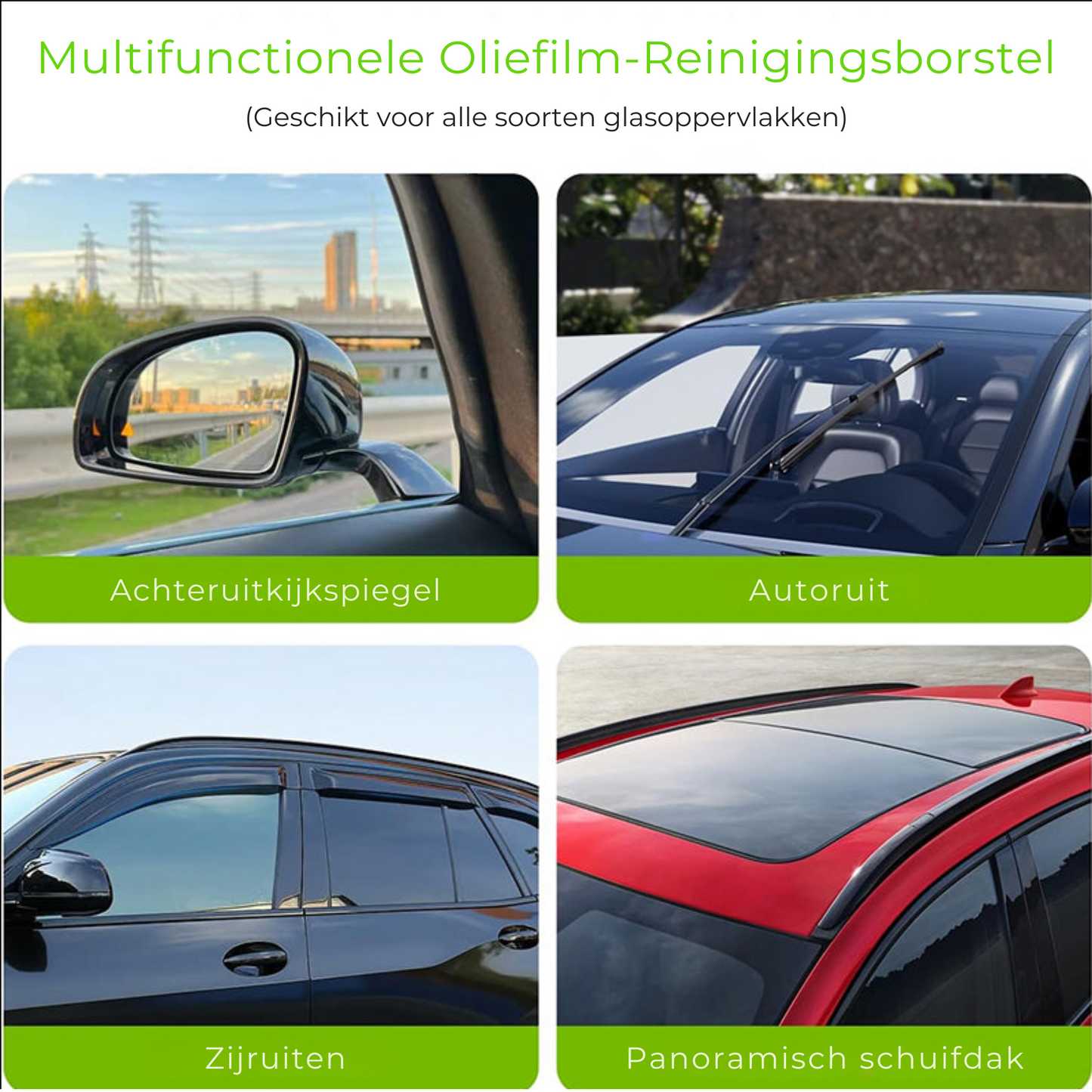 Effectieve Autoglas Reinigingsborstel – Voorruit en Zijramen Zonder Strepen