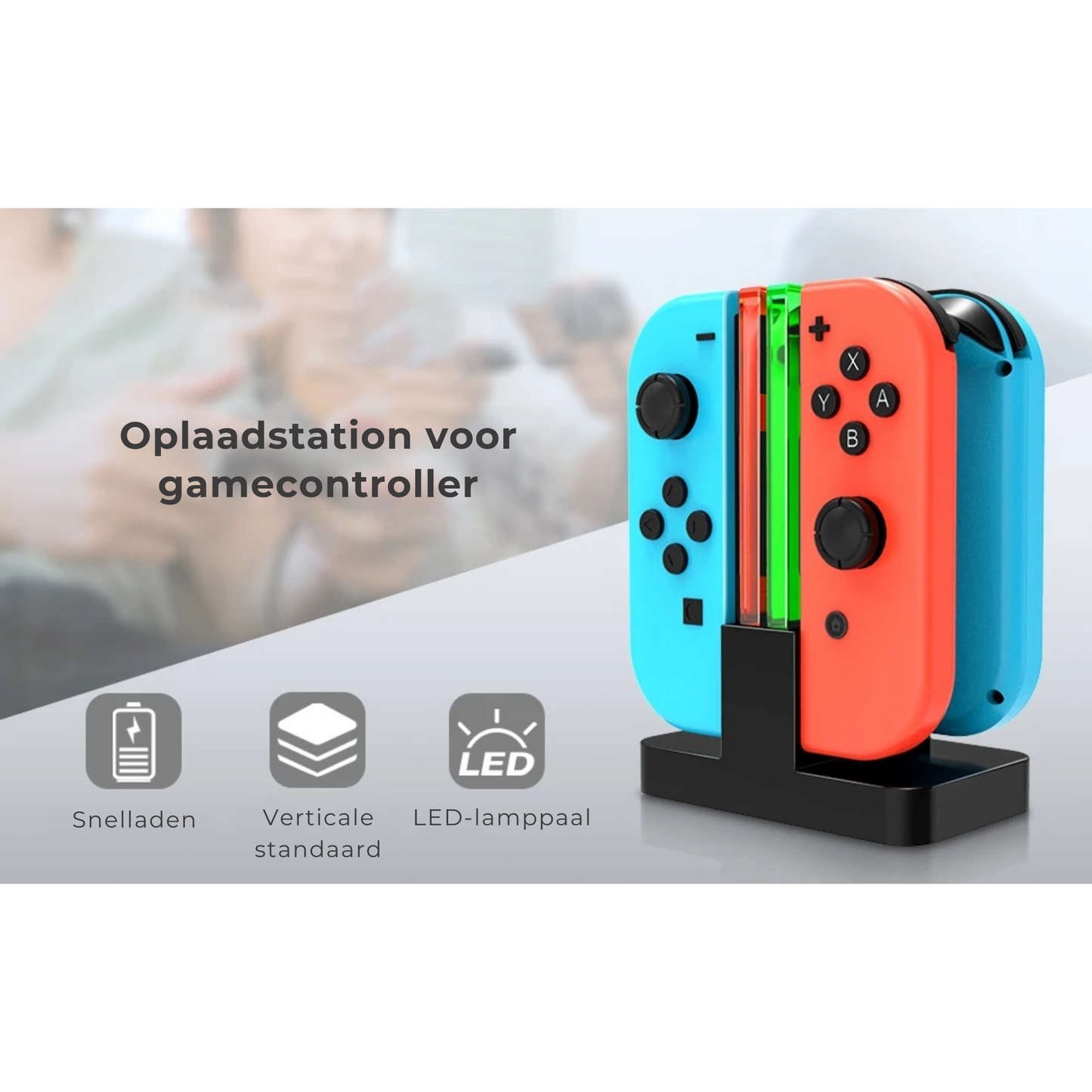 🎮 Nintendo Switch Joy-Con Oplaadstation – 4-voudig Opladen met Verlichte Basis  Cadeau Tip ! 🎁