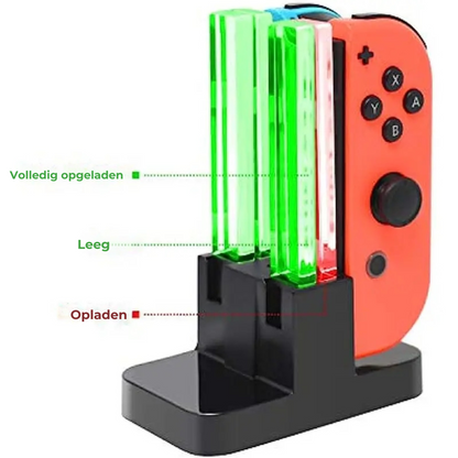 🎮 Nintendo Switch Joy-Con Oplaadstation – 4-voudig Opladen met Verlichte Basis  Cadeau Tip ! 🎁