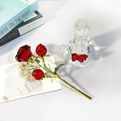 💎🌹 Rose – Luxe Glazen Vaas met Kristallen Roos | Minimalistische Decoratie Cadeau Tip! 🎁