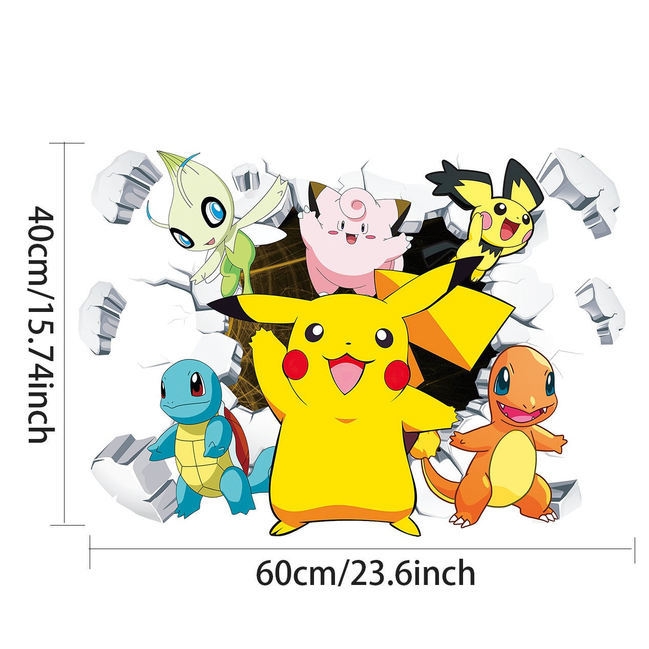 Pikachu Muursticker gemaakt van PVC