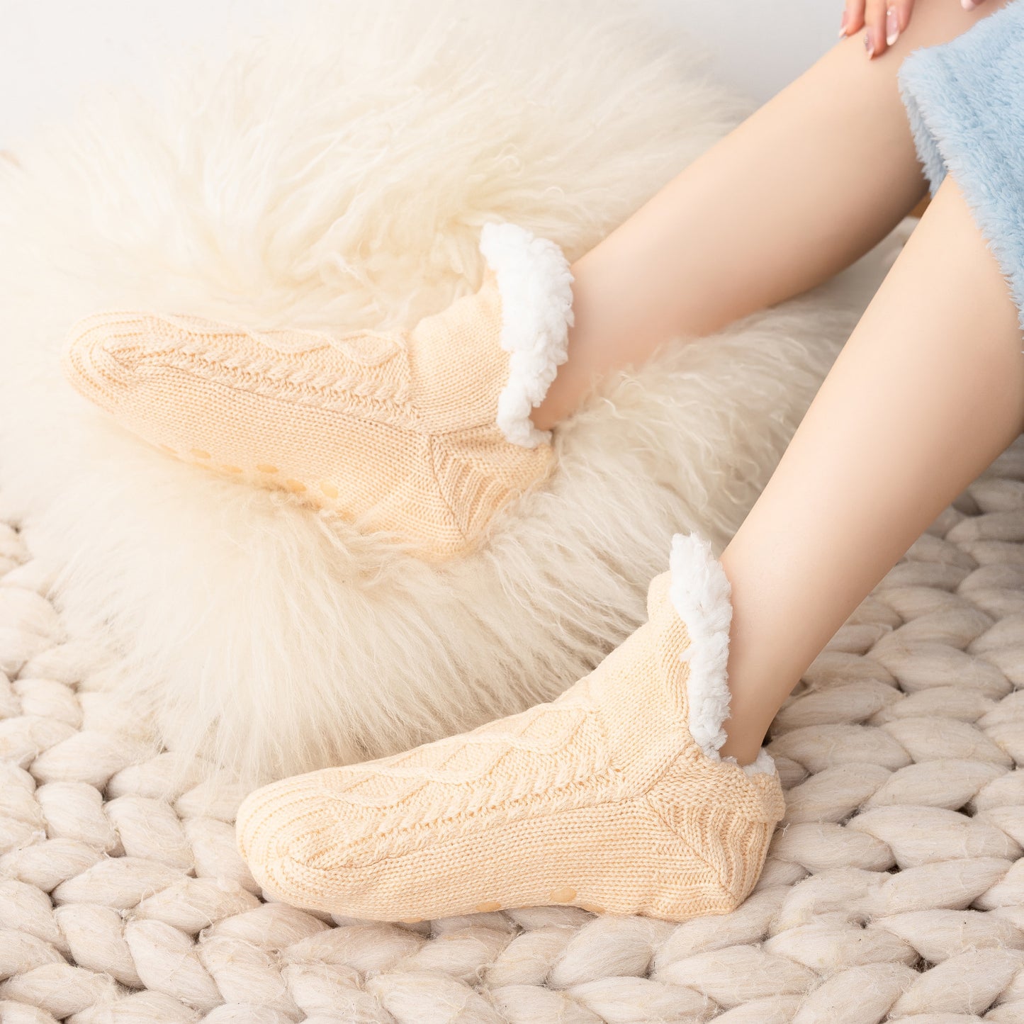 🧦 Warme Winter Huissokken – Dikke Fleece & Antislip Comfort