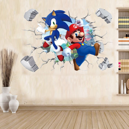 Mario, Sonic, Luigi & Knuckles Muurstickers gemaakt van PVC