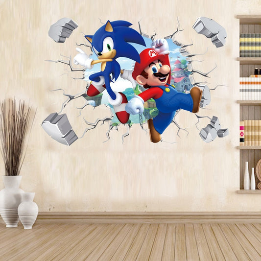 Mario, Sonic, Luigi & Knuckles Muurstickers gemaakt van PVC