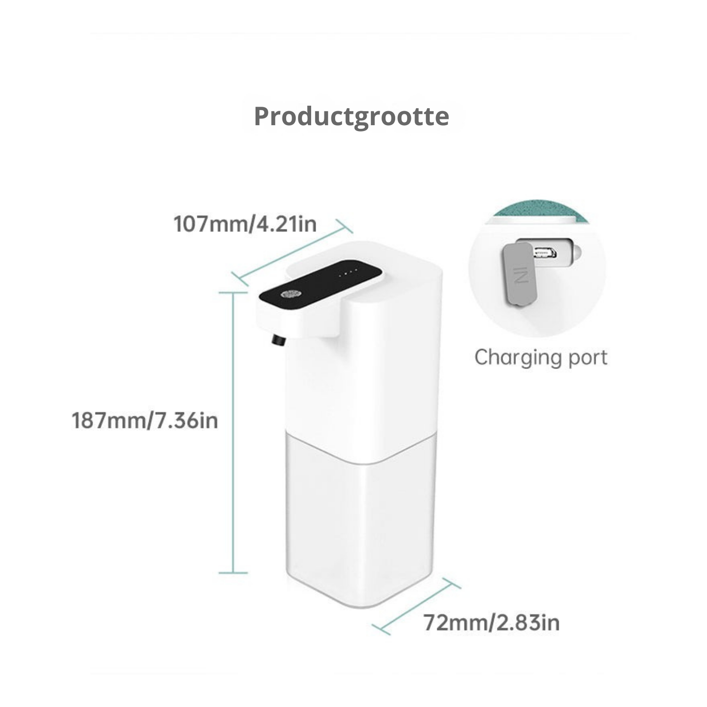 Contacloze Hand Dispenser – Oplaadbaar via USB – Geschikt voor Schuim, Gel en Alcoho