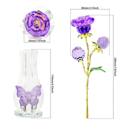 💎🌹 Rose – Luxe Glazen Vaas met Kristallen Roos | Minimalistische Decoratie Cadeau Tip! 🎁