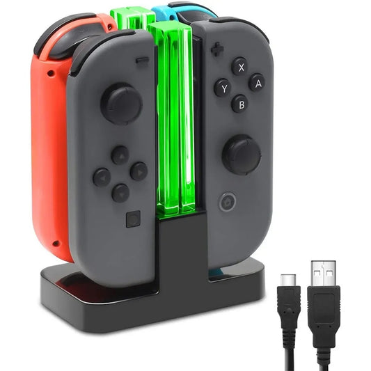 🎮 Nintendo Switch Joy-Con Oplaadstation – 4-voudig Opladen met Verlichte Basis  Cadeau Tip ! 🎁