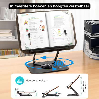 💡 Multifunctionele 360° Rotatie Boekstandaard – Ideaal voor Koken, Studeren en Werken