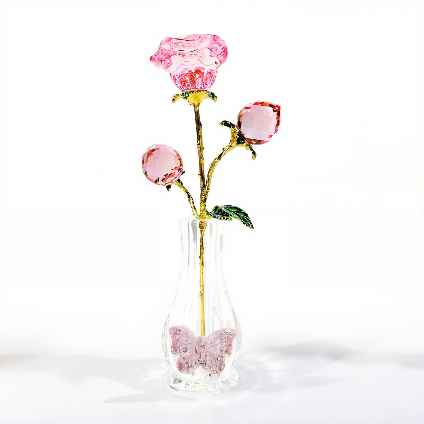 💎🌹 Rose – Luxe Glazen Vaas met Kristallen Roos | Minimalistische Decoratie Cadeau Tip! 🎁