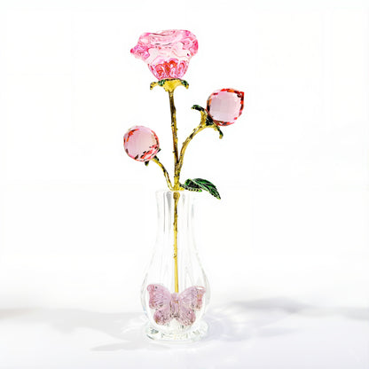 💎🌹 Rose – Luxe Glazen Vaas met Kristallen Roos | Minimalistische Decoratie Cadeau Tip! 🎁