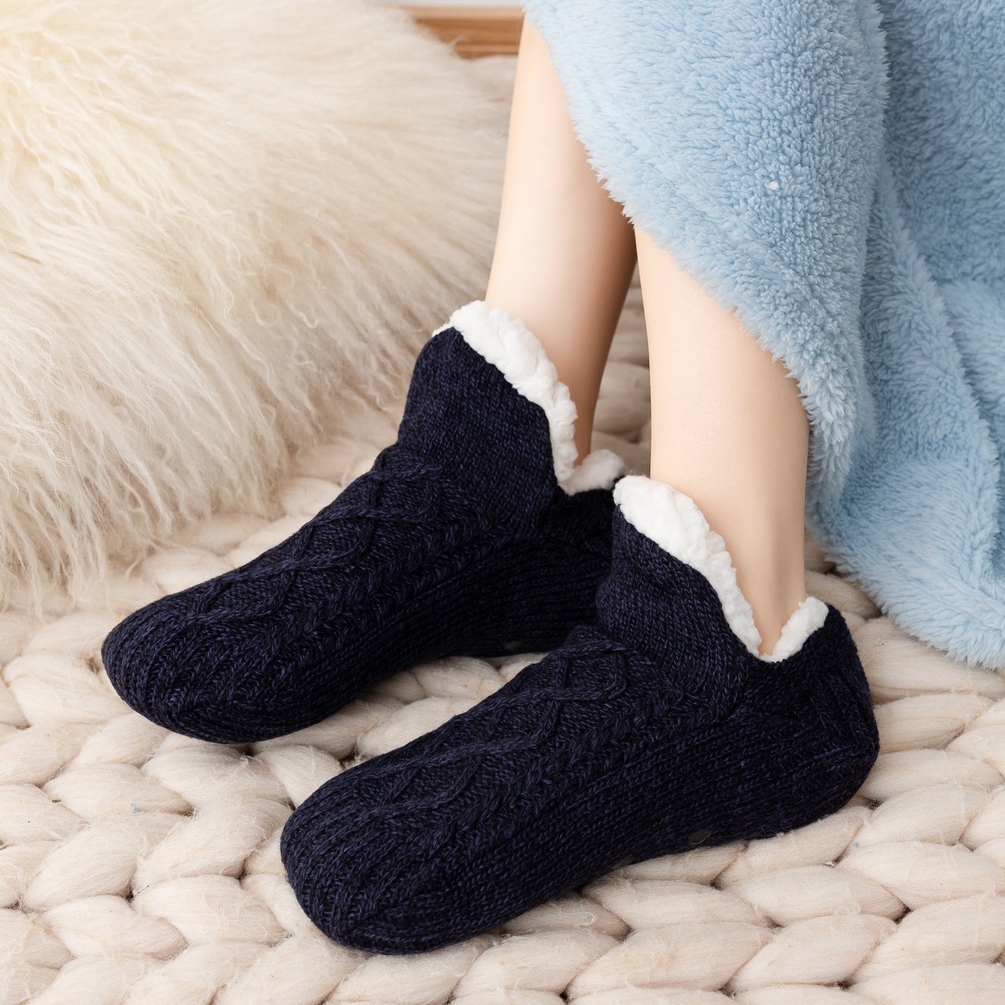 🧦 Warme Winter Huissokken – Dikke Fleece & Antislip Comfort