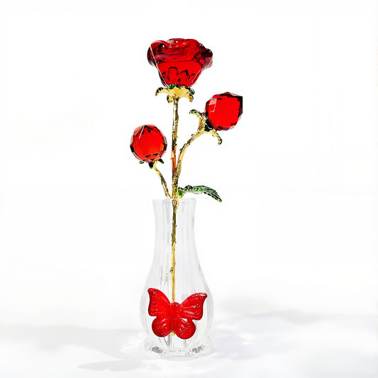 💎🌹 Rose – Luxe Glazen Vaas met Kristallen Roos | Minimalistische Decoratie Cadeau Tip! 🎁