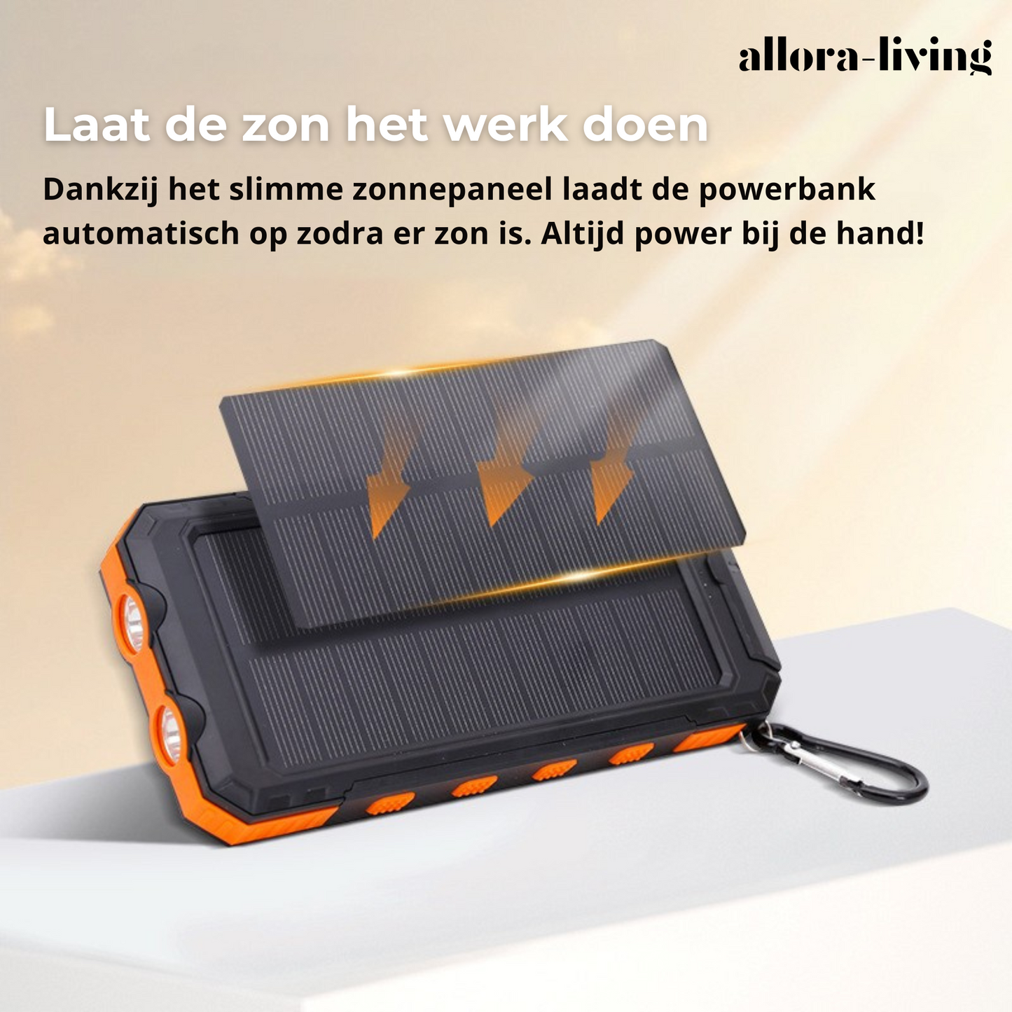 Allora Living Compacte Solar powerbank met kompas 🌍⚡📱